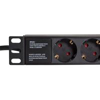 LogiLink PDU9C03 19 inch Stekkerdoos voor patchkast 1 HE Geaarde contactdoos Zwart - thumbnail
