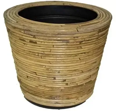 Rotan Drypot Streep grote plantenmand met plastic inleg 35x30cm Rotan Drypot Streep grote plantenmand met plastic inleg 35x30cm