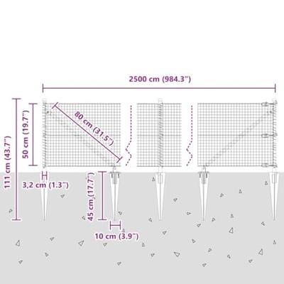 VidaXL Afrasteringspaal grijs 25 x 0,5 m (25 x 25 mm gaas) staal VidaXL Afrasteringspaal grijs 25 x 0,5 m (25 x 25 mm gaas) staal