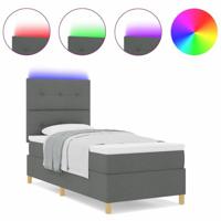 Boxspringbed met matras en LED stof donkergrijs 100x200 cm - thumbnail