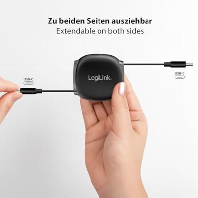LogiLink CU0500 USB-C-kabel USB 2.0 USB-C stekker 1.00 m Zwart Stekker past op beide manieren, Om te ontdraaien