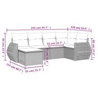 6-delige Loungeset met kussens poly rattan grijs - thumbnail