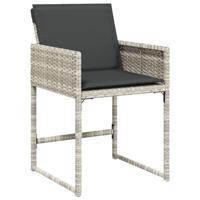 Tuinstoelen 4 st met kussens poly rattan lichtgrijs - thumbnail