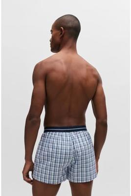 Hugo Boss Boxers wijd 2-pack effen-ruit blauw
