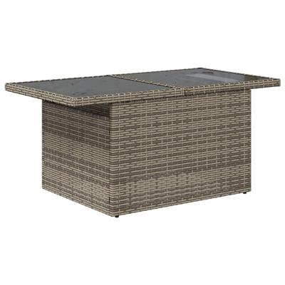 7-delige Loungeset met kussens poly rattan grijs