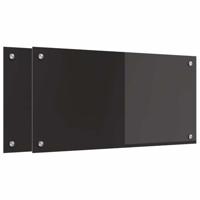 VidaXL Keuken achterwand 2 pcs zwart 80 x 40 cm gehard glas - thumbnail