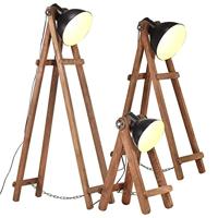 VidaXL Vloerlampen 3 st e27 massief mangohout zwart - thumbnail
