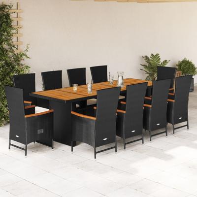 11-delige Tuinset met kussens poly rattan zwart - thumbnail