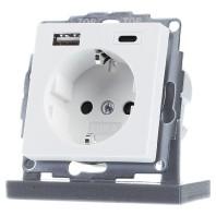 Gira USB en USBC lader 15W 3A Mat Wit RAL9010 met stopcontact 245927 - thumbnail