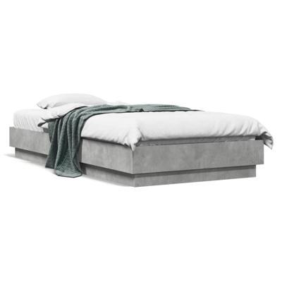Bedframe met LED-verlichting betongrijs 75x190 cm