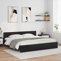 Bedframe met hoofdeinde Zwart Eiken 180 x 200 cm Bewerkt hout - thumbnail