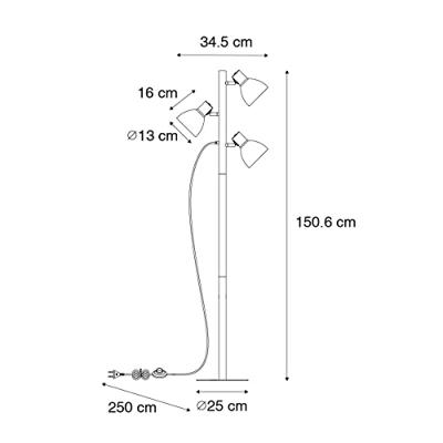 QAZQA Landelijke vloerlamp zwart met hout 3-lichts - Flint QAZQA Landelijke vloerlamp zwart met hout 3-lichts - Flint