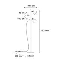 QAZQA Landelijke vloerlamp zwart met hout 3-lichts - Flint - thumbnail