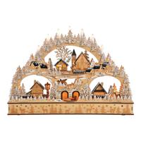 Winterscène met verlichting van wit hout (B/H/D) 60x42x10 cm - thumbnail