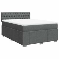 Boxspring met matras stof donkergrijs 140x200 cm - thumbnail