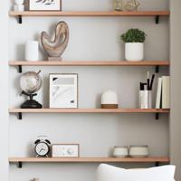 Wandschap 80x10x2 cm behandeld massief eikenhout lichtbruin - thumbnail