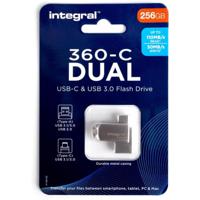 Integral 360-C Dual Flash Drive USB-C & USB 3.0 256 GB Metaal/Zilver - thumbnail
