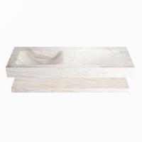 MONDIAZ ALAN-DLUX 130cm planchet Ostra. Vrijhangende wastafel CLOUD dubbel zonder kraangat, kleur Ostra. - thumbnail