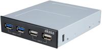 Akasa Akasa InterConnect S - Anschlüsse am vorderen Bedienfeld des Speicherschachts (A AK-ICR-12V3 USB-hub 4 poorten USB-A USB 3.0 5 GBit/s Zwart - thumbnail