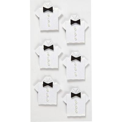 Creativ Company Stickers, overhemd, afm 33x35 mm, wit, 6 stuk/ 1 doos