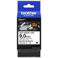 Brother HSE221E Labeltape krimpkous Tapekleur: Wit Tekstkleur: Zwart 9.0 mm 1.5 m - thumbnail
