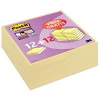 Post-it super Sticky notes, 90 vel, ft 76 x 76 mm, geel, pak van 12 blokken + 12 gratis - thumbnail