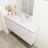 MONDIAZ OLAN 120cm toiletmeubel linen. LEX wastafel talc midden geen kraangat - thumbnail