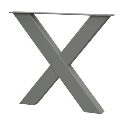 Premium stalen X tafelpoot 76 bij 10 cm en hoogte 72 cm steengrijs (10 x 10 cm)