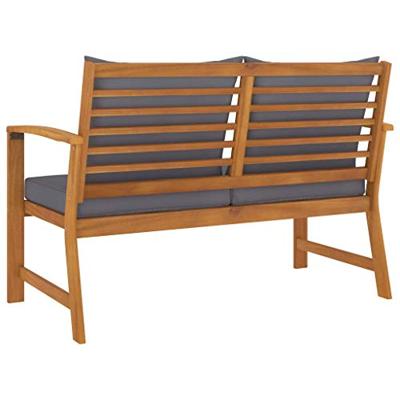 Tuinbank met donkergrijs kussen 120 cm massief acaciahout