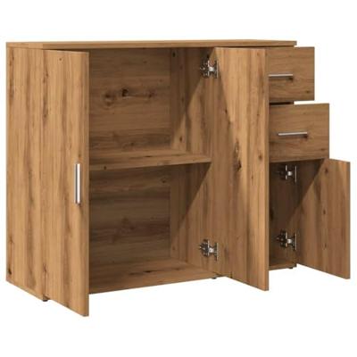 Dressoir 91x29,5x75 cm bewerkt hout artisanaal eikenkleurig Dressoir 91x29,5x75 cm bewerkt hout artisanaal eikenkleurig