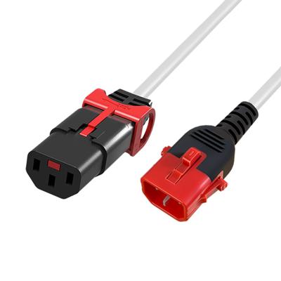ACT AK5509 Netsnoer C13 / C14 Dual IEC LOCK | Wit | 2 meter