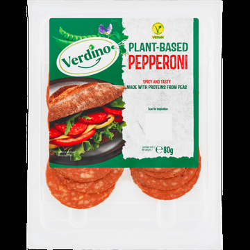 Verdino PlantBased Pepperoni 80 g bij Jumbo Verdino PlantBased Pepperoni 80 g bij Jumbo