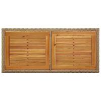 Tuintafel massief acaciahout en poly rattan beige - thumbnail