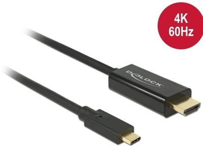 Delock 85290 Kabel USB Type-C male > HDMI male (DP Alt Mode) 4K 60 Hz 1 m zwart Delock 85290 Kabel USB Type-C male > HDMI male (DP Alt Mode) 4K 60 Hz 1 m zwart