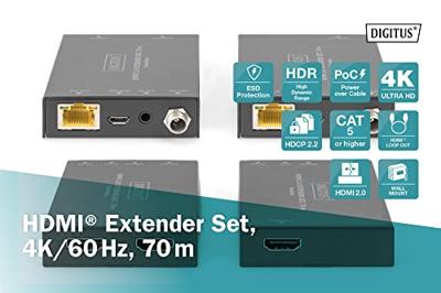 Digitus DS-55506 HDMI / RJ45 Adapter [1x HDMI-bus - 2x HDMI-bus] Zwart 4K UHD