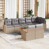 Tuinbankenset met opslag 9 pcs Beige en Licht Grijs poly rattan - thumbnail