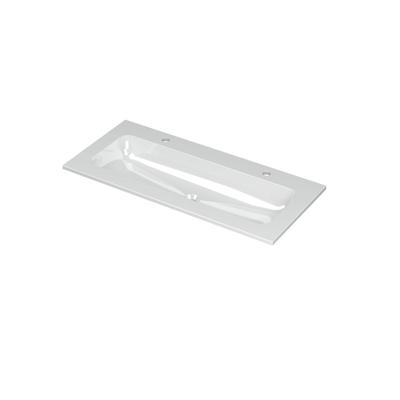 INK Aspekt Wastafel Porselein Centraal met 2 Kraangaten - 1000x450x15 mm - Glans Wit