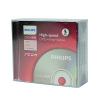 Philips Dvd+Rw 4,7Gb 4Xspeed Jewel Case 5 Stuks - thumbnail