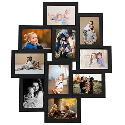 VidaXL Fotolijst voor 10x(10x15 cm) foto mdf zwart