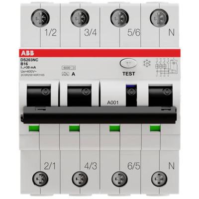 ABB-HAF DS 203NC | Aardlekautomaat 3p+N B-16A 30mA kracht automaat 400V 4 polig