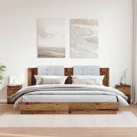 Nachtkastjes 2 st 30x30x40 cm bewerkt hout oud houtkleurig - thumbnail