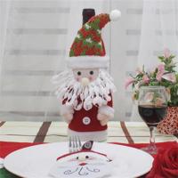 Santa Claus patroon wijn fles tas kerst decoratie - thumbnail