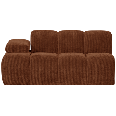 Woood Mojo 1,5-zits bank arm links ribstof Roestbruin