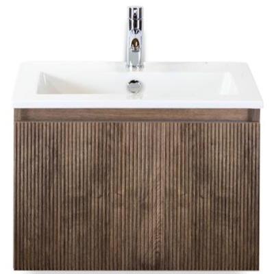 Frozen 3D Badmeubelset 60 cm - Greeplijst in Kleur - Charleston - Keramische Wastafel Wit 1 Kraangat