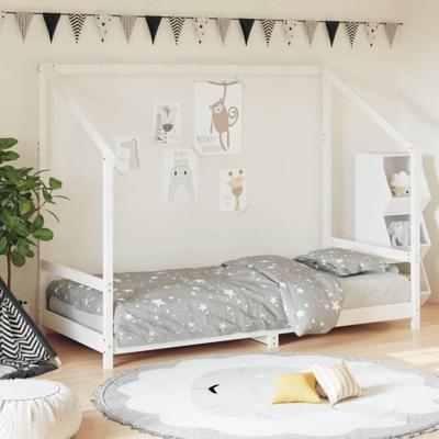 Kinderbedframe 90x190 cm massief grenenhout wit