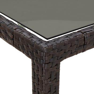 Tuintafel 190x90x75 cm gehard glas en poly rattan bruin