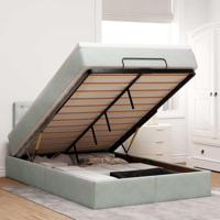 Ottoman bed met matras 120x200 cm fluweel lichtgrijs - thumbnail