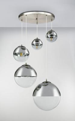 Hanglamp glazen bollen 5x &apos;Varus&apos; nikkel mat - transparant glas