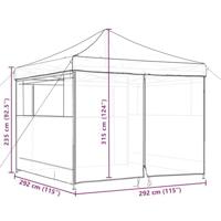 Partytent inklapbaar pop-up met 4 zijwanden beige - thumbnail