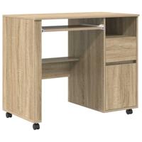 Bureau met Wielen Sonoma eiken 91 x 50 x 77 cm Bewerkt hout - thumbnail